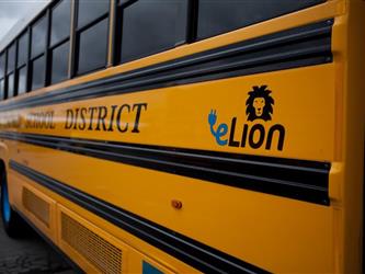 Elion side of bus view of logo