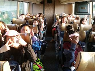On the bus to Grizzly Creek Ranch