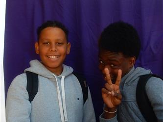 Students smiling on first day of school