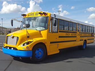 Electric Bus Parked in Transportation Yard 