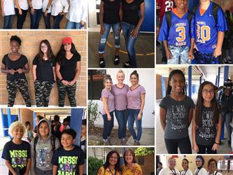 Students dressed as twins